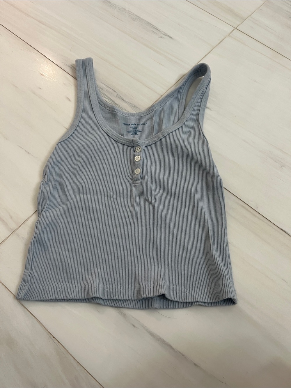 Brandy Melville Ribbed Button-Front Tank Top — Light Blue